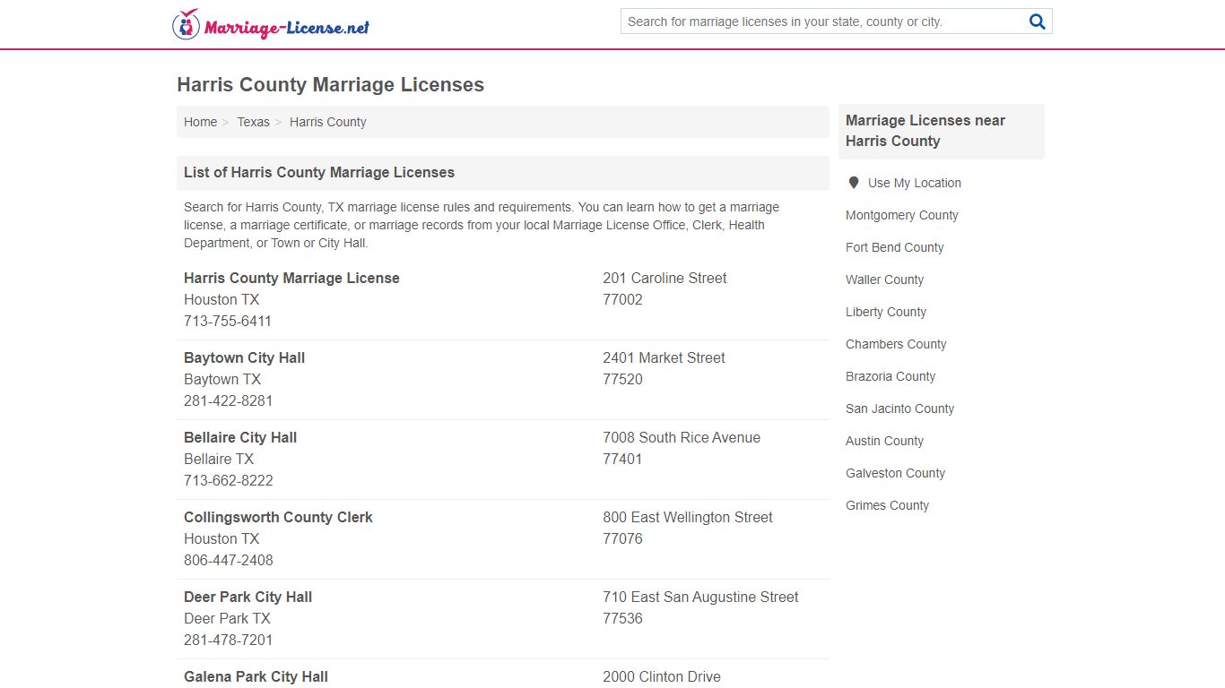 Harris County Marriage Licenses