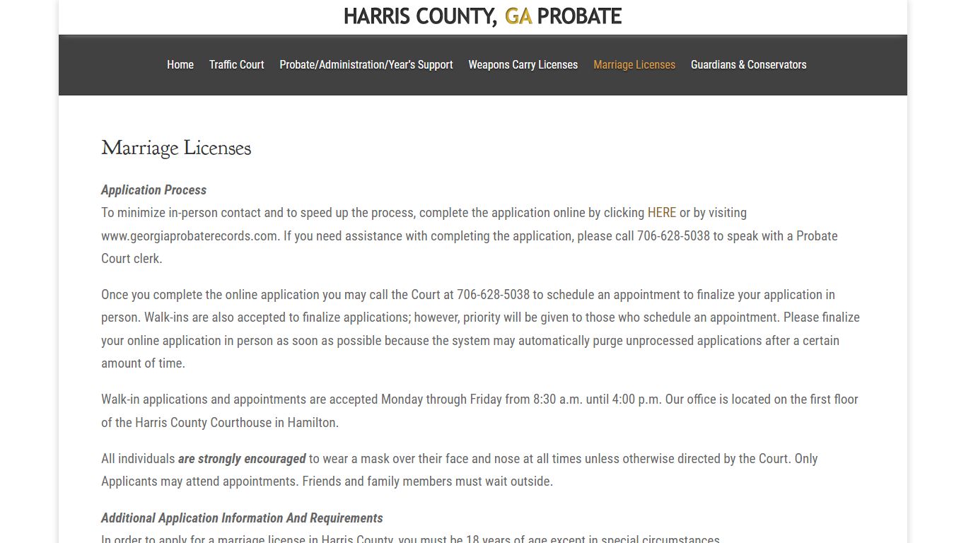 Marriage Licenses | Harris County, GA Probate Court